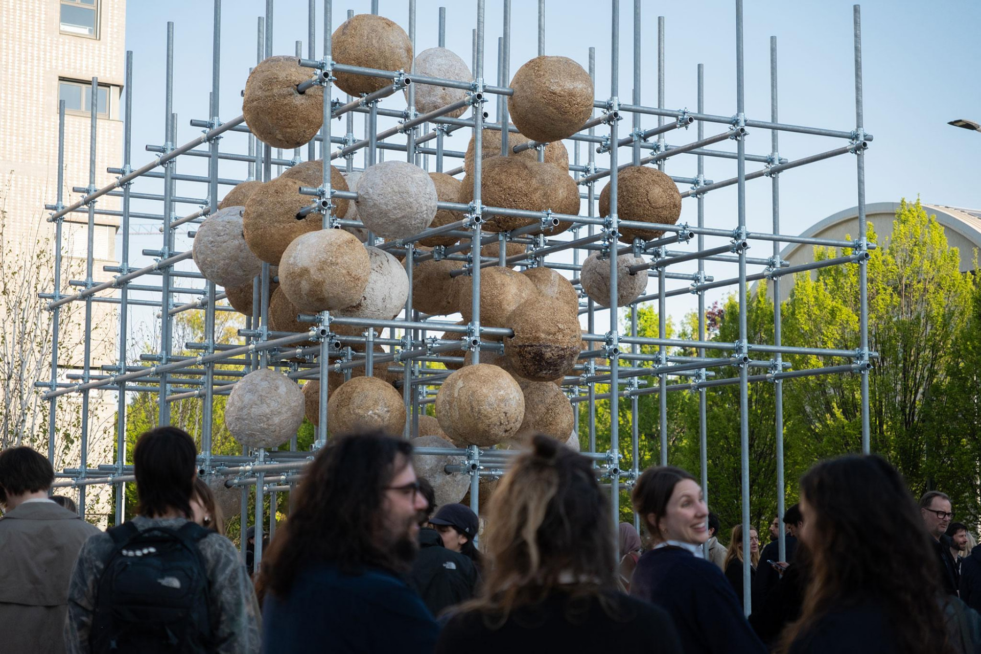 Image: Visitors gather around the modular installation during Milan Design Week — supplied to WAAR