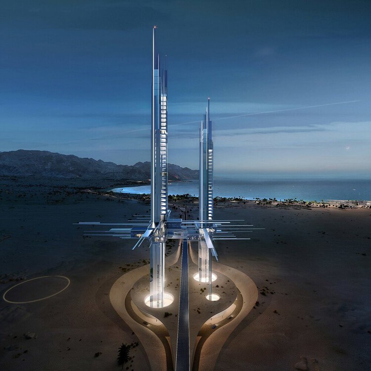 Illustration: Coastal tower concept on the Gulf of Aqaba — supplied to WAAR